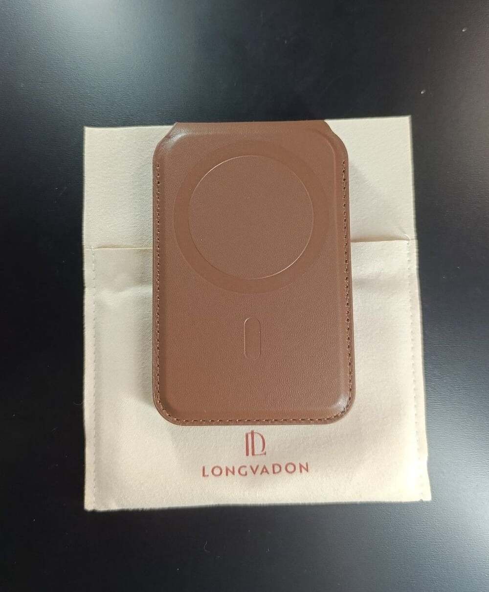 Longvadon MagSafe Napa Leather Cardholder with Stand Marron Caramel